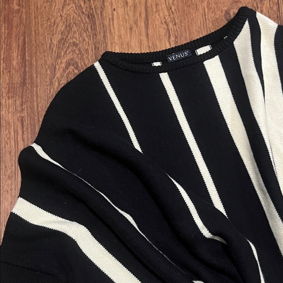 VENUS Bold Black and Cream Striped Sweater - Picture 3 of 7